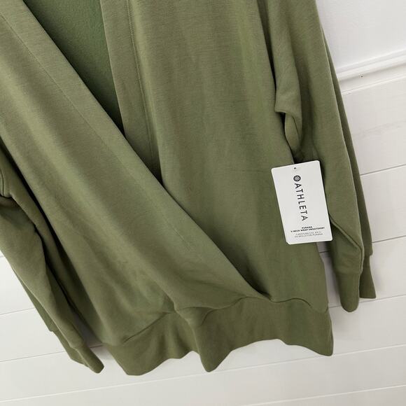 NWT! Athleta Purana V Neck Sweatshirt Eucalyptus Olive Size M - Picture 3 of 7